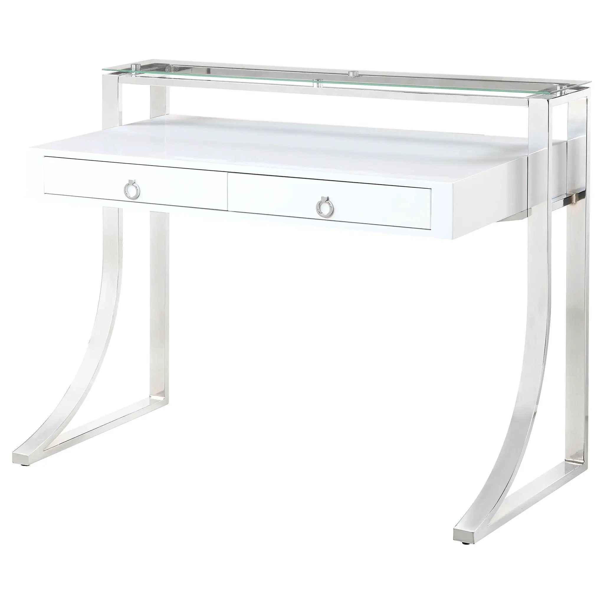 Gemma 48-inch 2-drawer Writing Desk White High Gloss by Unique Piece Furniture