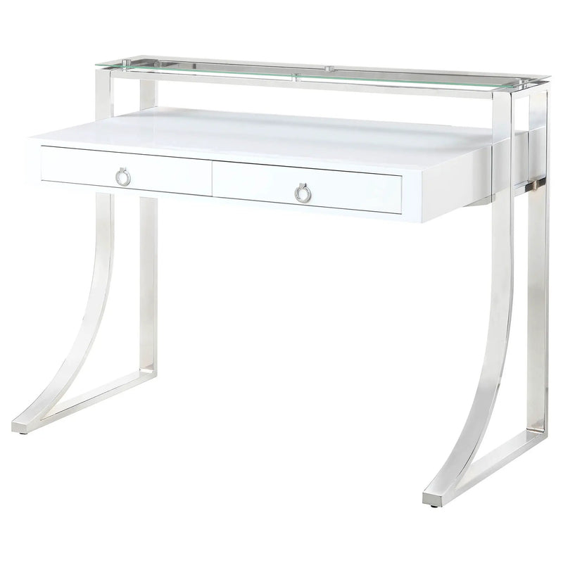 Gemma 48-inch 2-drawer Writing Desk White High Gloss by Unique Piece Furniture