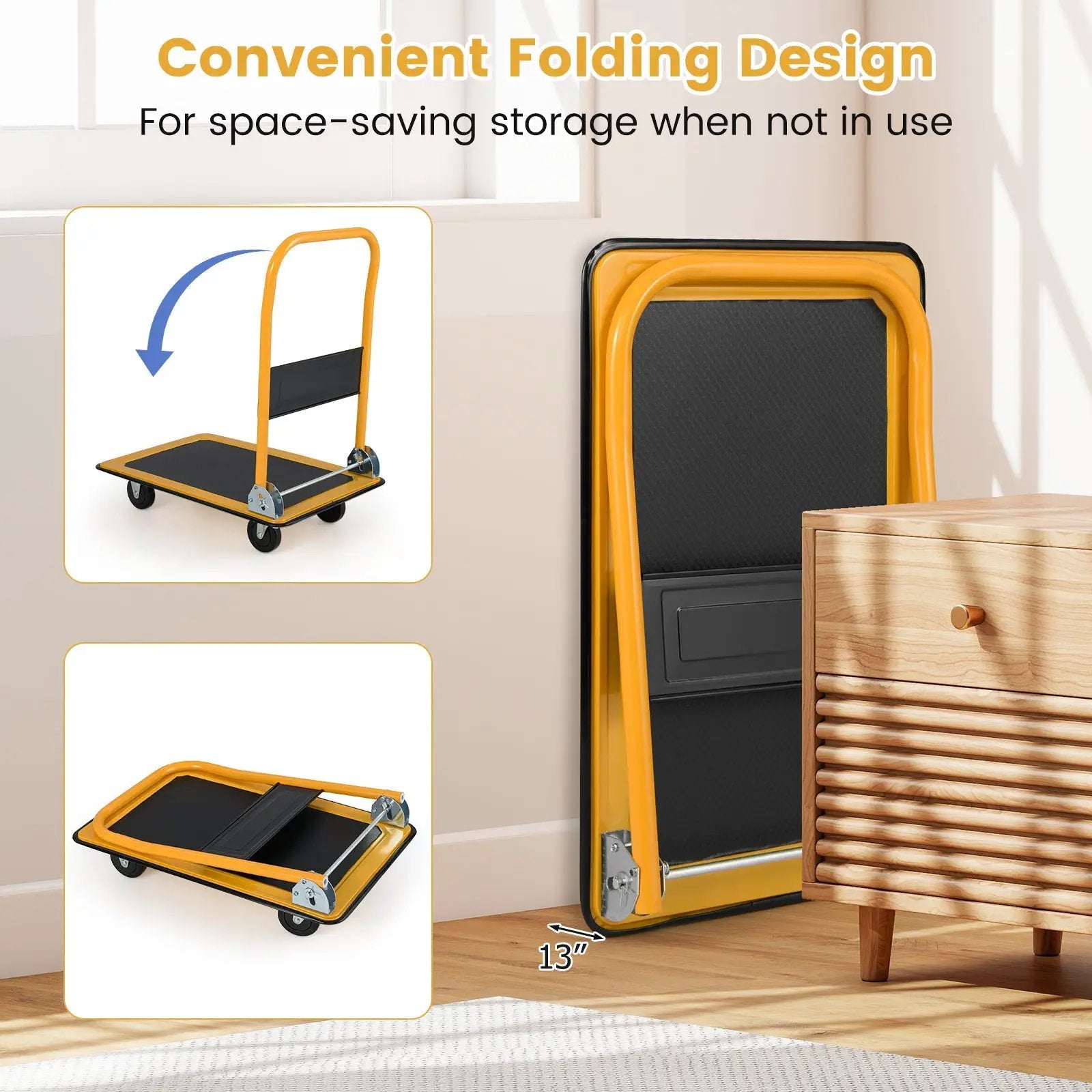 Platform Cart Dolly Foldable Warehouse Push Hand Truck-Black by DirectDeals