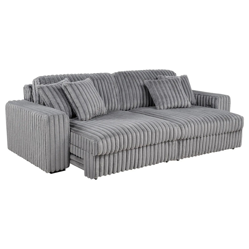 Jacana Corduroy Upholstered Dual Power Chaise Sofa Grey by Unique Piece Furniture
