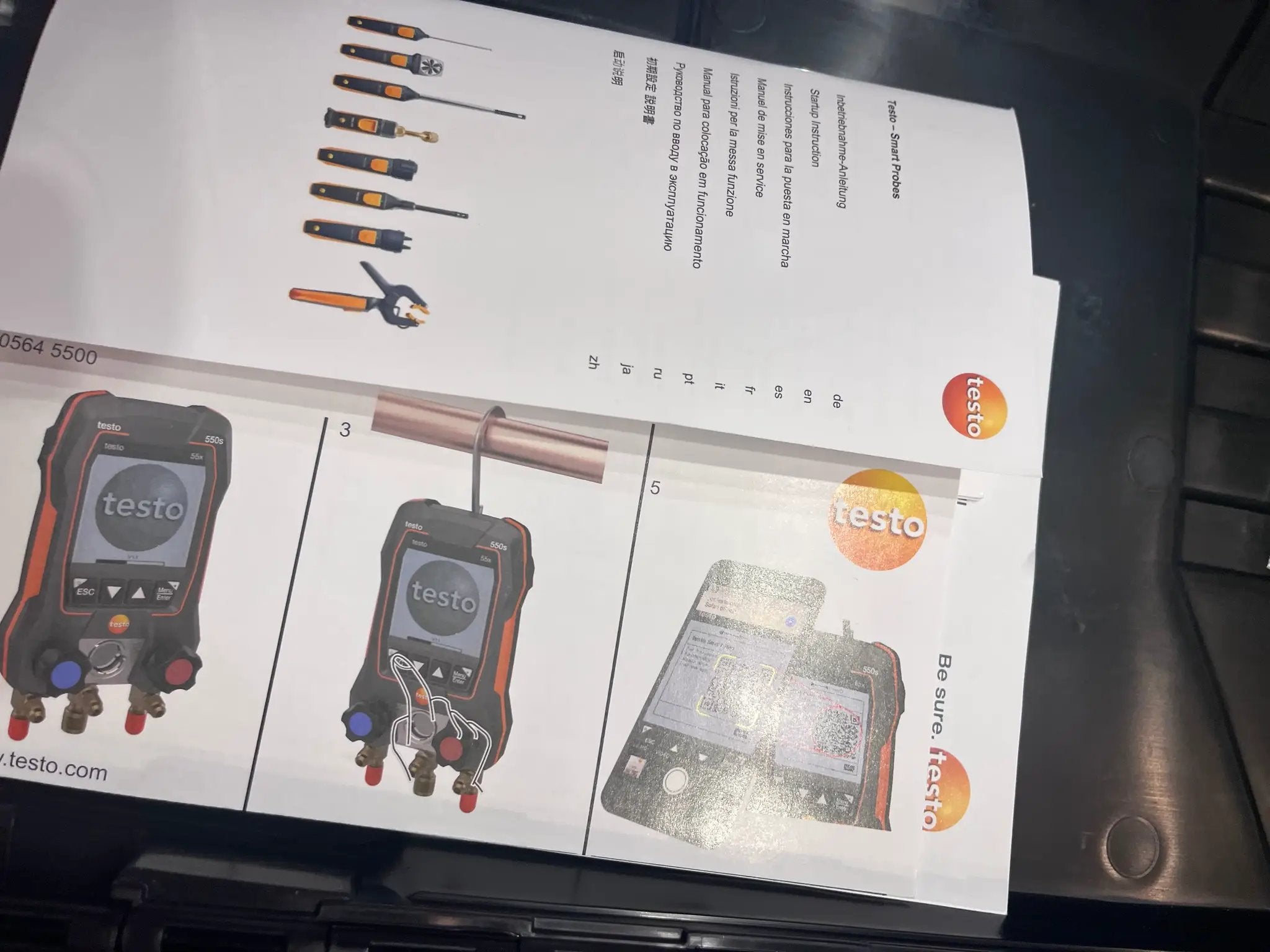 Open Box testo 550s AC Manifold Gauge Set - Manifold Gauges Hvac and Refrigeration - Incl. 2 Wired Temperature Clamp Probes - AC Recharge Kit with sup by Selzalot