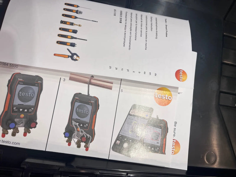 Open Box testo 550s AC Manifold Gauge Set - Manifold Gauges Hvac and Refrigeration - Incl. 2 Wired Temperature Clamp Probes - AC Recharge Kit with sup by Selzalot