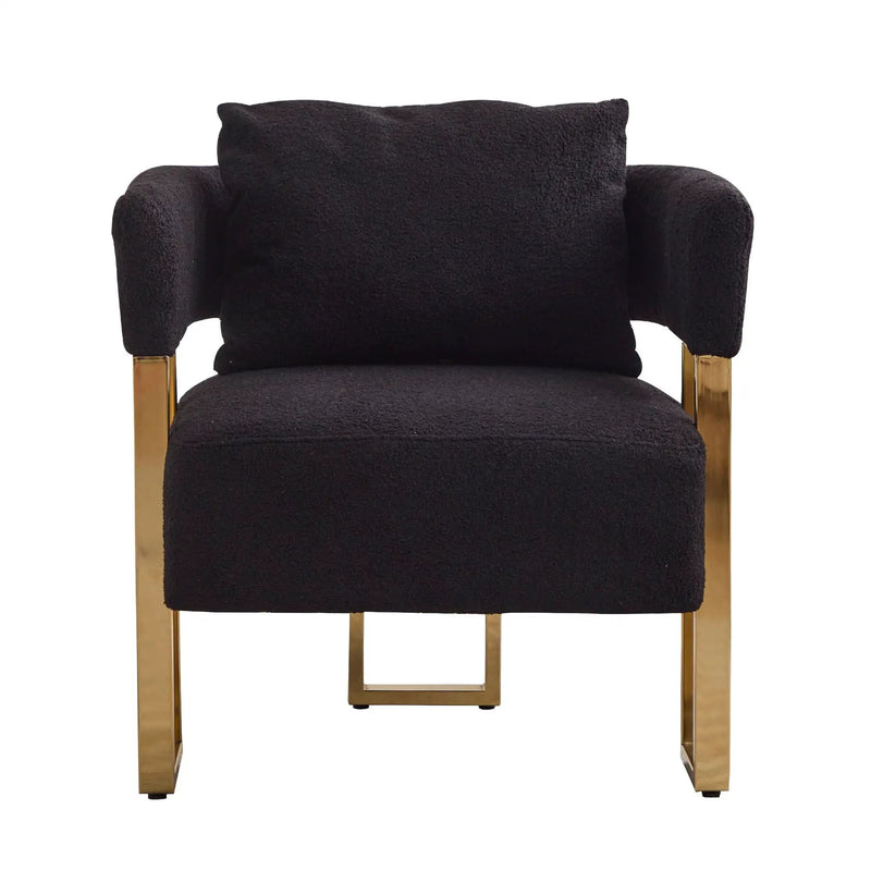 Modern Decorative Chair Teddy Fleece Upholstered And Metal Foot by Unique Piece Furniture