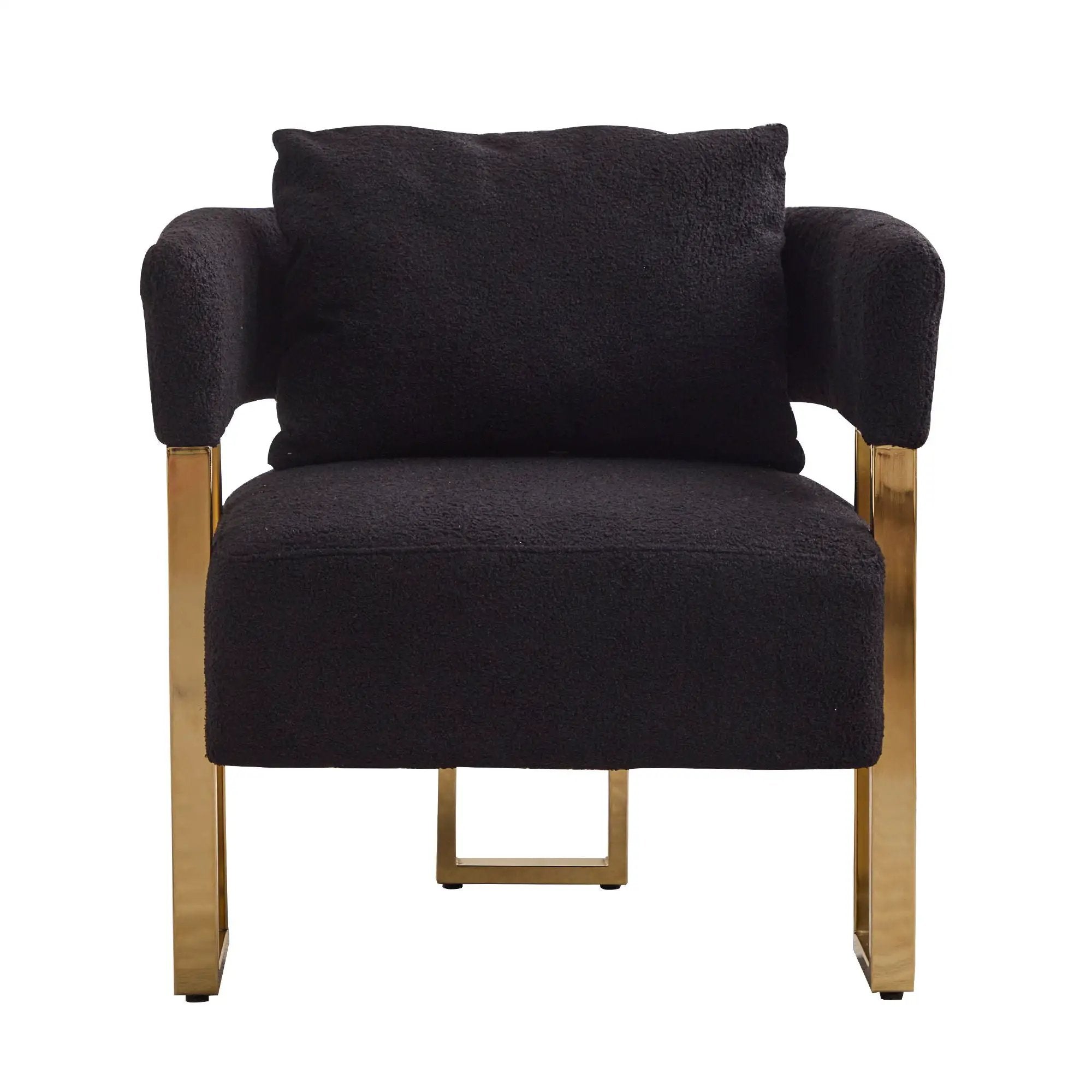 Modern Decorative Chair Teddy Fleece Upholstered And Metal Foot by Unique Piece Furniture