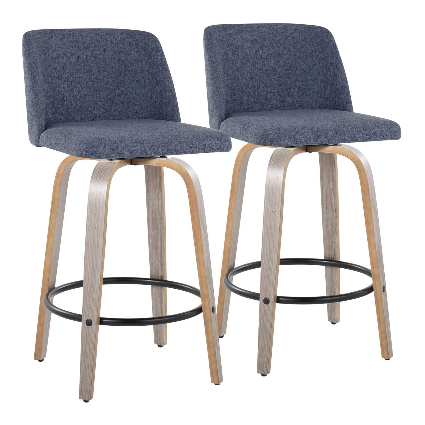 Toriano - Contemporary Fixed Height Counter Stool With Swivel & Round Footrest (Set of 2) by HouseOfZazla