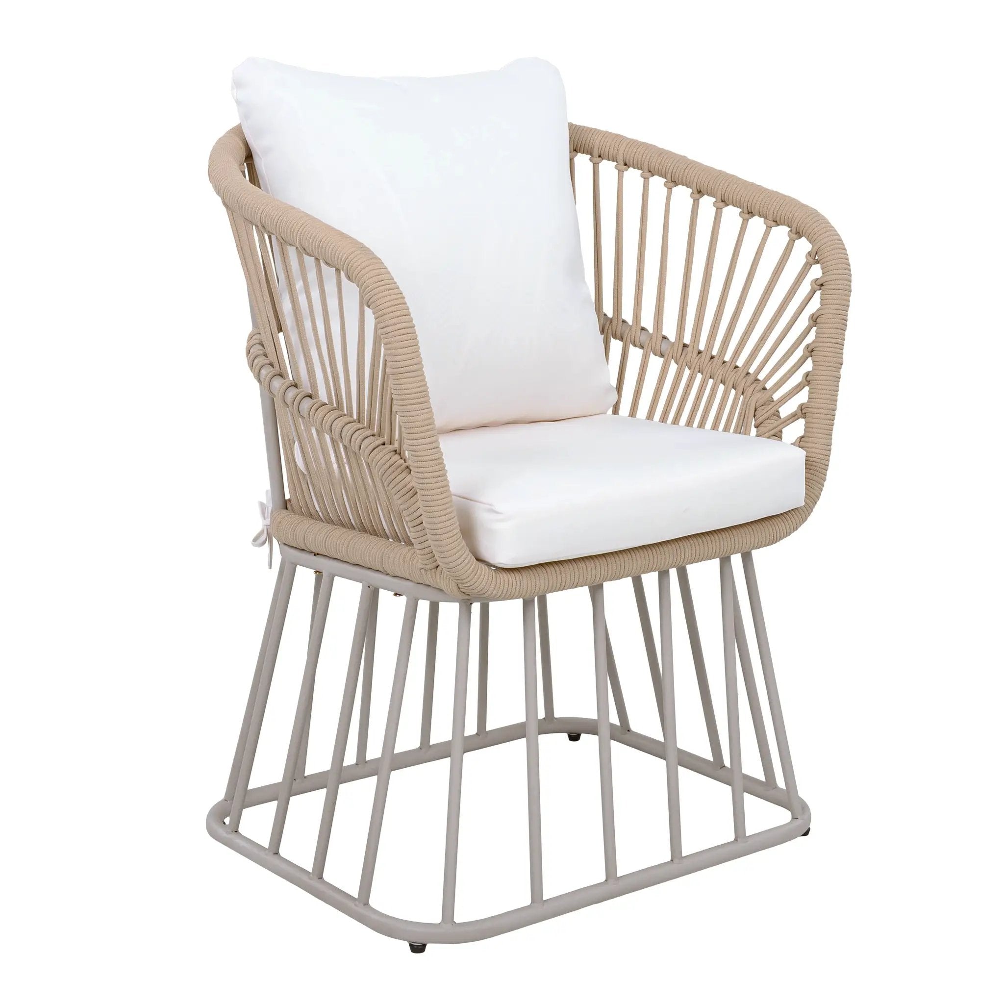 Outdoor 7-Piece Dining Set - Rectangular Teak Wood Table + 6 Wicker Chairs with Cushions by HouseOfZazla