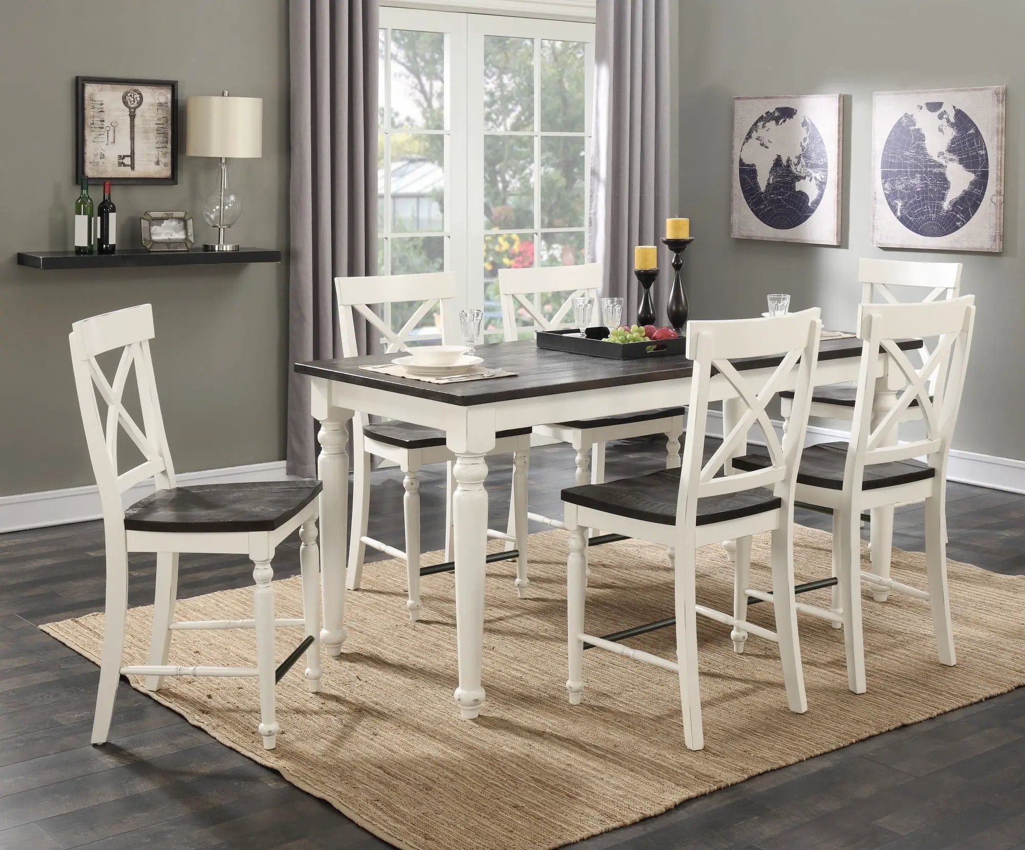 24" Tall Bar Stools (Set of 2) - Brown / White by Unique Piece Furniture
