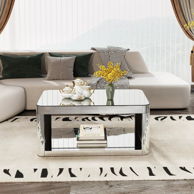 Baked Curved Mirror Coffee Table for Living Room by HouseOfZazla