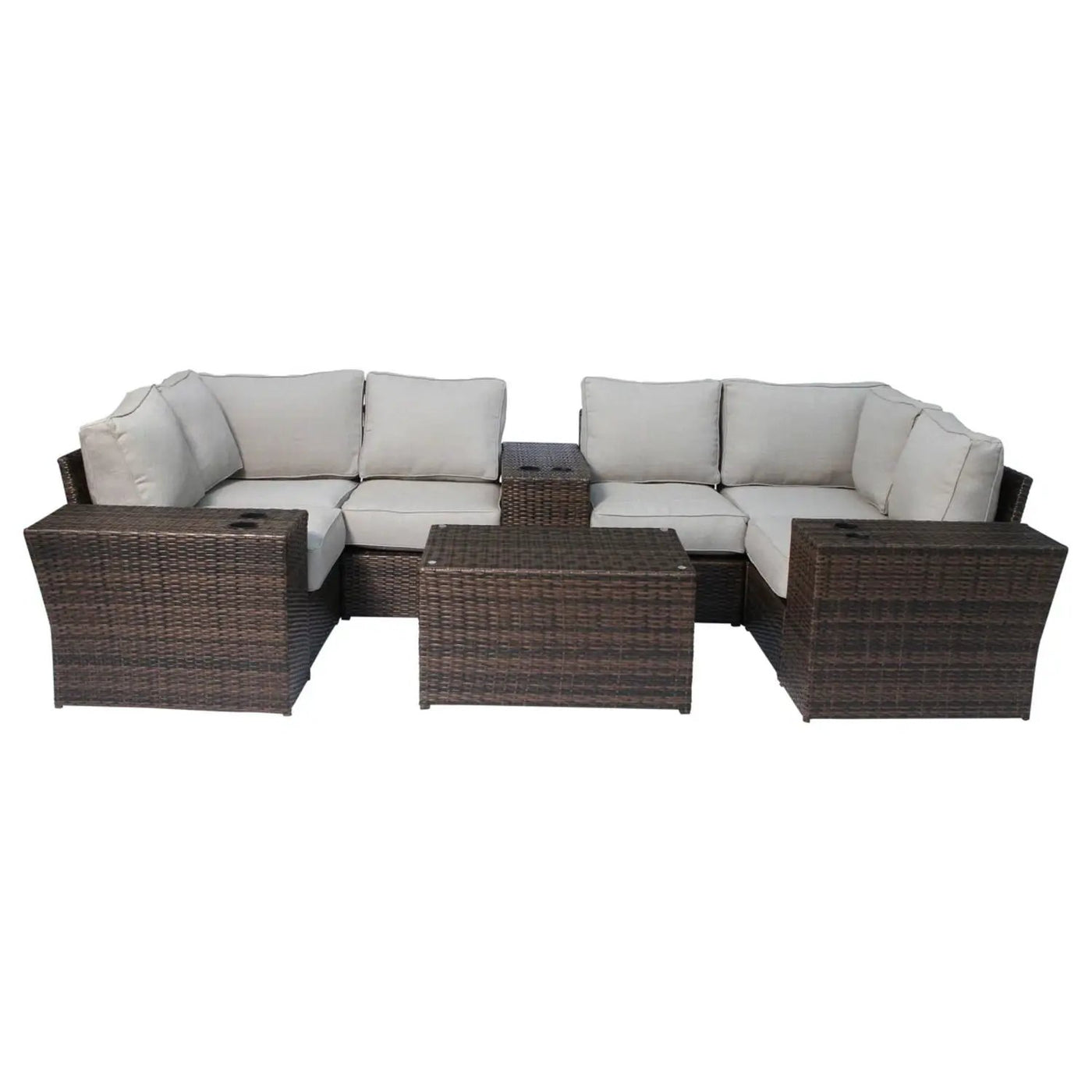 Wicker Outdoor Sectional With Weather Resistant Cushions And Table by HouseOfZazla