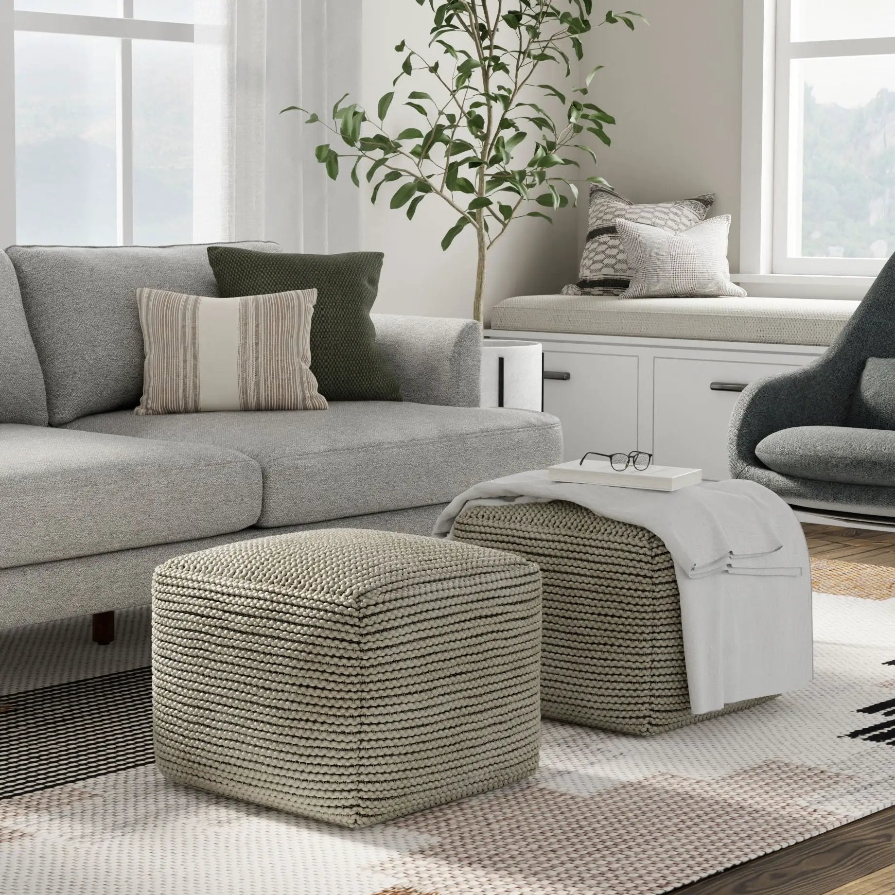 Eastmont - Outdoor / Indoor Pouf - Cream by HouseOfZazla