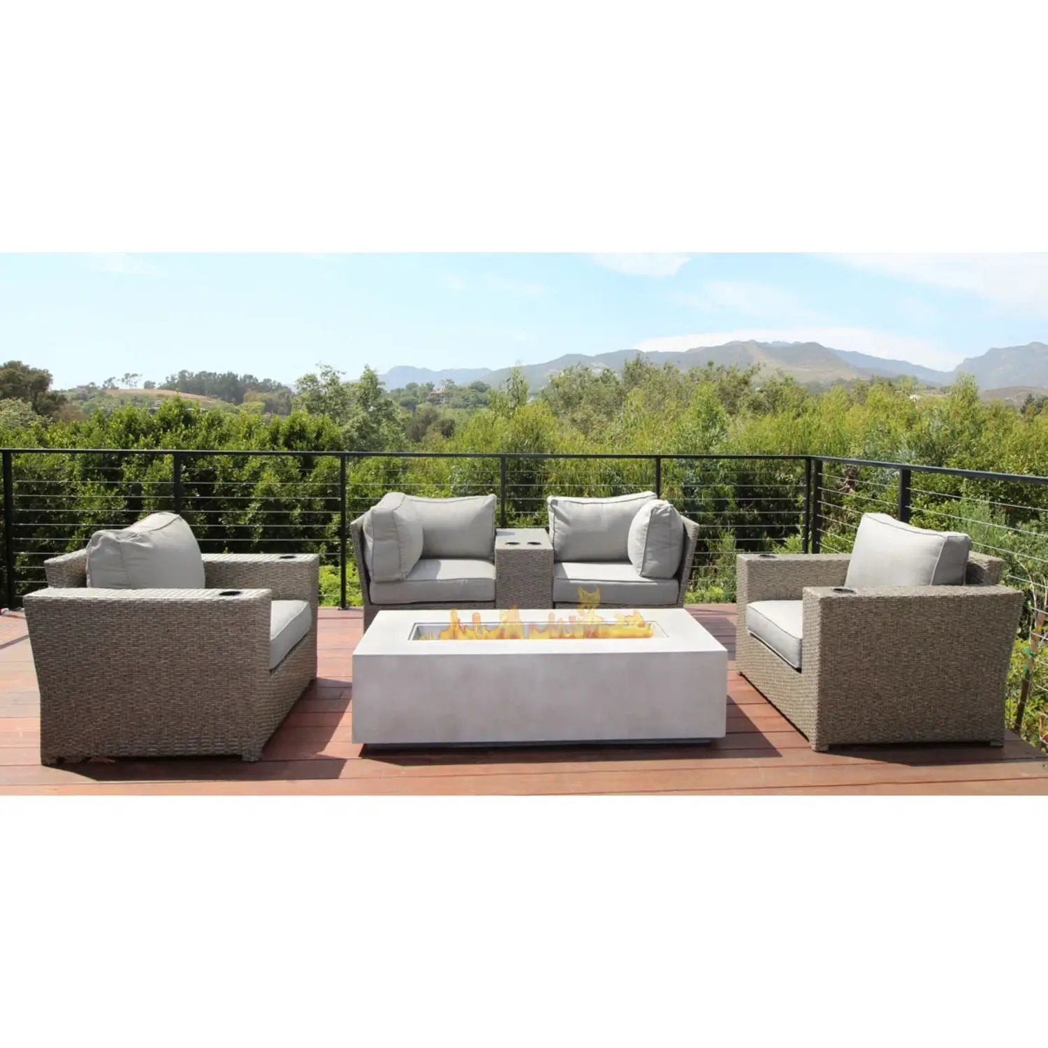 Outdoor Elegance Conversation Set With Fire Pit by Unique Piece Furniture