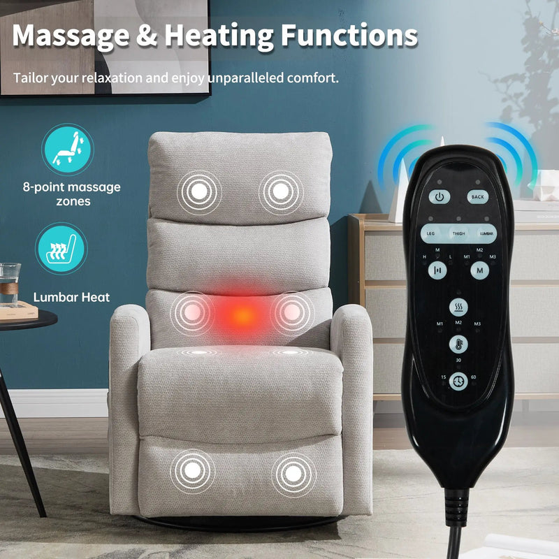 Heat Massage Manual Recliner Chair with Rocker and Swivel by HouseOfZazla