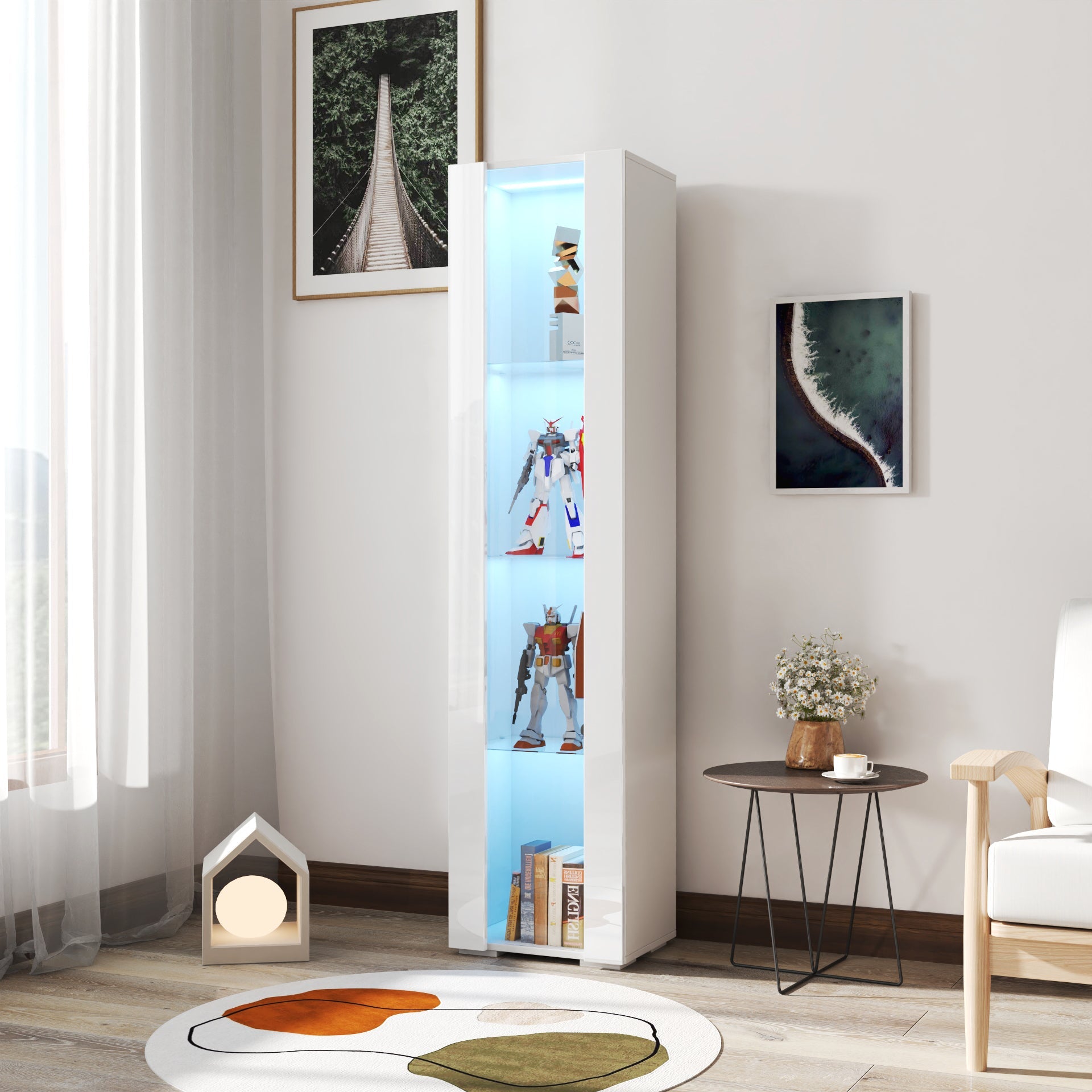 Side Cabinet with Aluminum Strip Lamp by HouseOfZazla