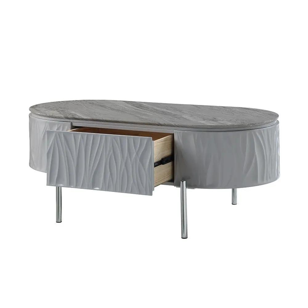 Yukino - Coffee Table - Gray High Gloss & Chrome by Unique Piece Furniture