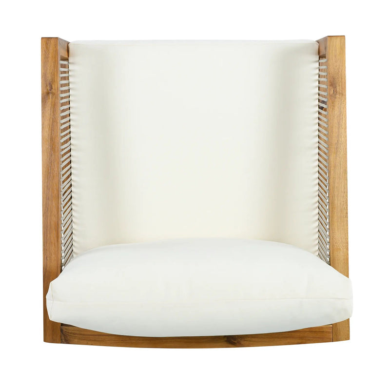 Outdoor Club Chair (Set of 1) - Acacia Wood Frame with Rope Back by HouseOfZazla