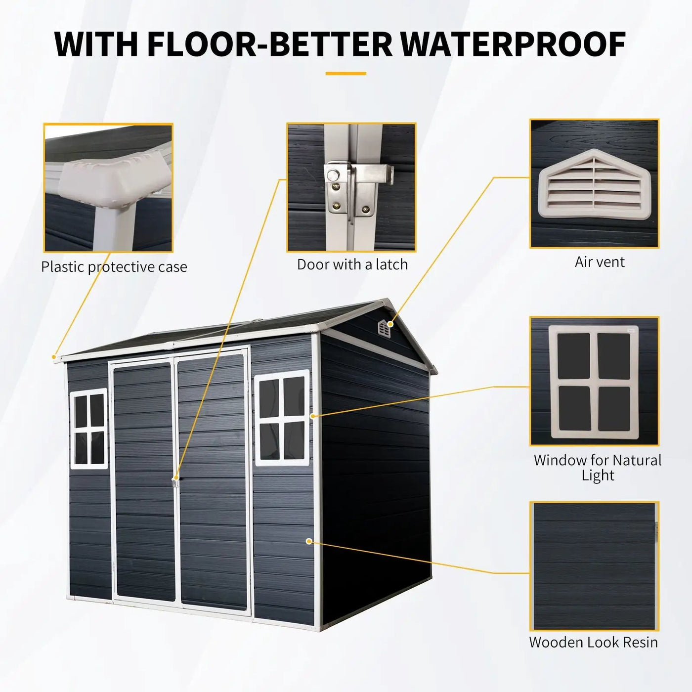 Resin Outdoor Storage Shed Waterproof Shed With Floor & Two Windows & Lockable Door, Tool Shed For Garden, Patio, Backyard by HouseOfZazla