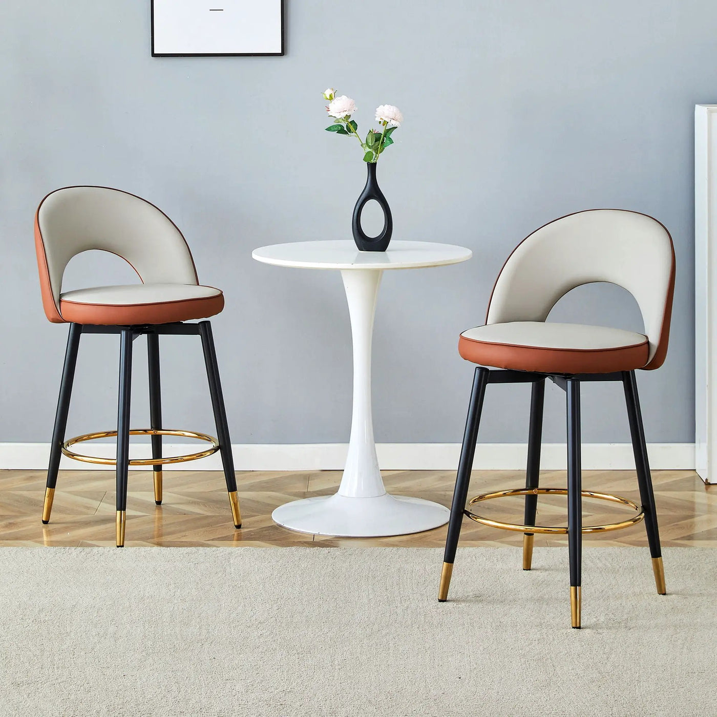 Upholstered Rotatable Bar Chair With Metal Legs For Dining Room by Unique Piece Furniture
