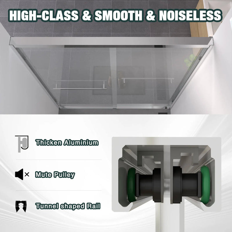 56-60"x74" Aluminum Frame Double Sliding Shower Door by HouseOfZazla