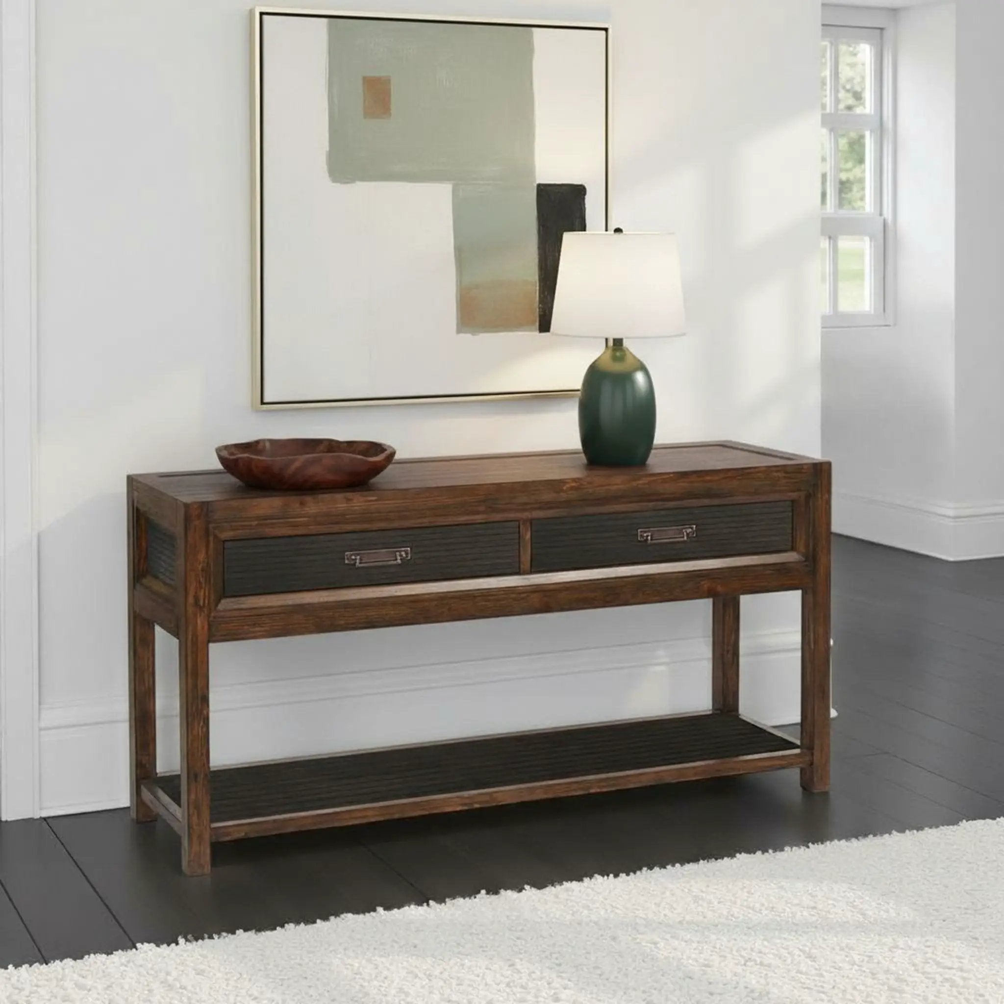 2 Drawer Sofa Table, 2 Tone - Brown by Unique Piece Furniture