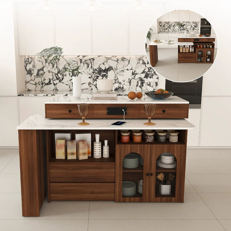 Extendable Kitchen Island with Rotating Table by HouseOfZazla