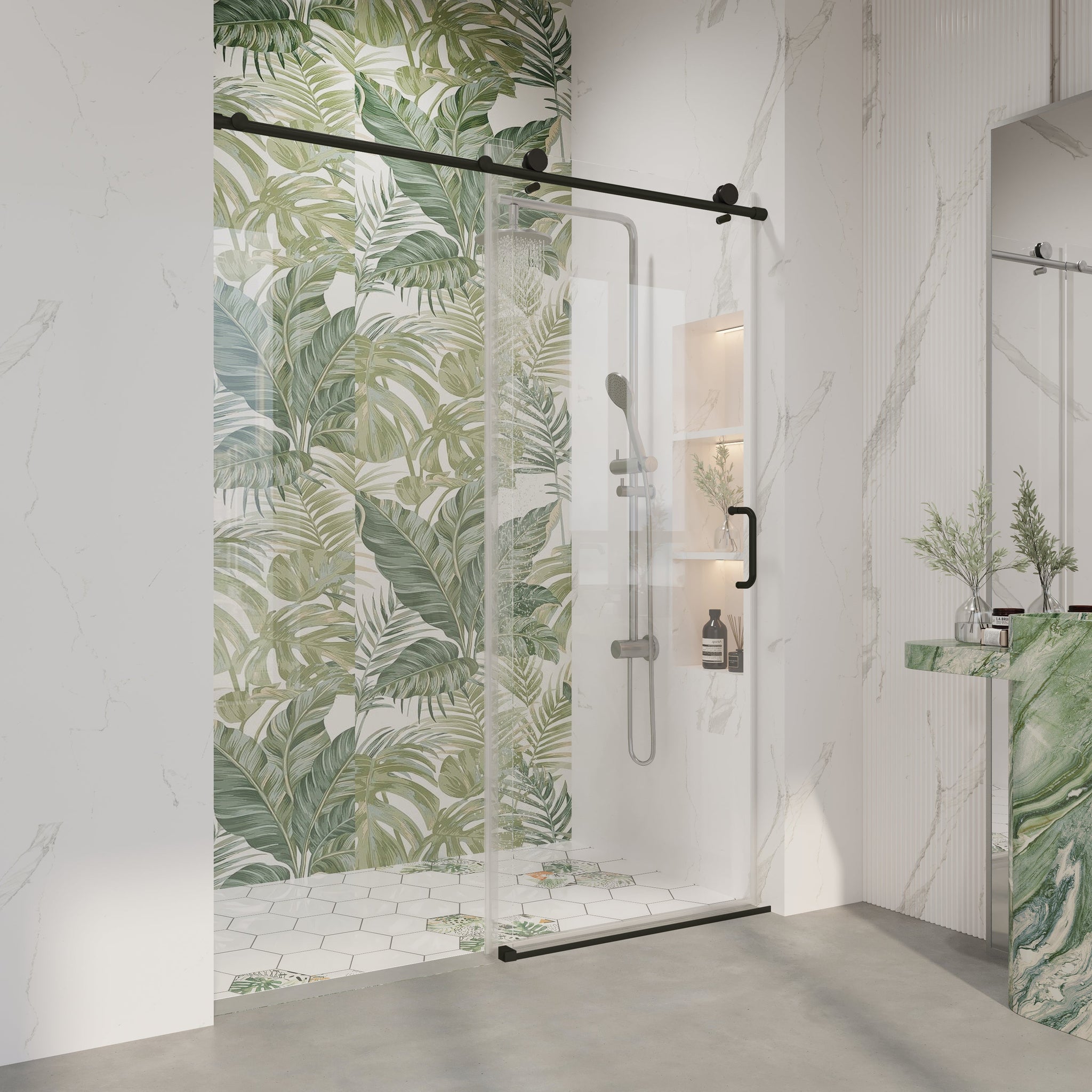 56" - 60" W x 76" H Single Sliding Frameless Shower Door by HouseOfZazla