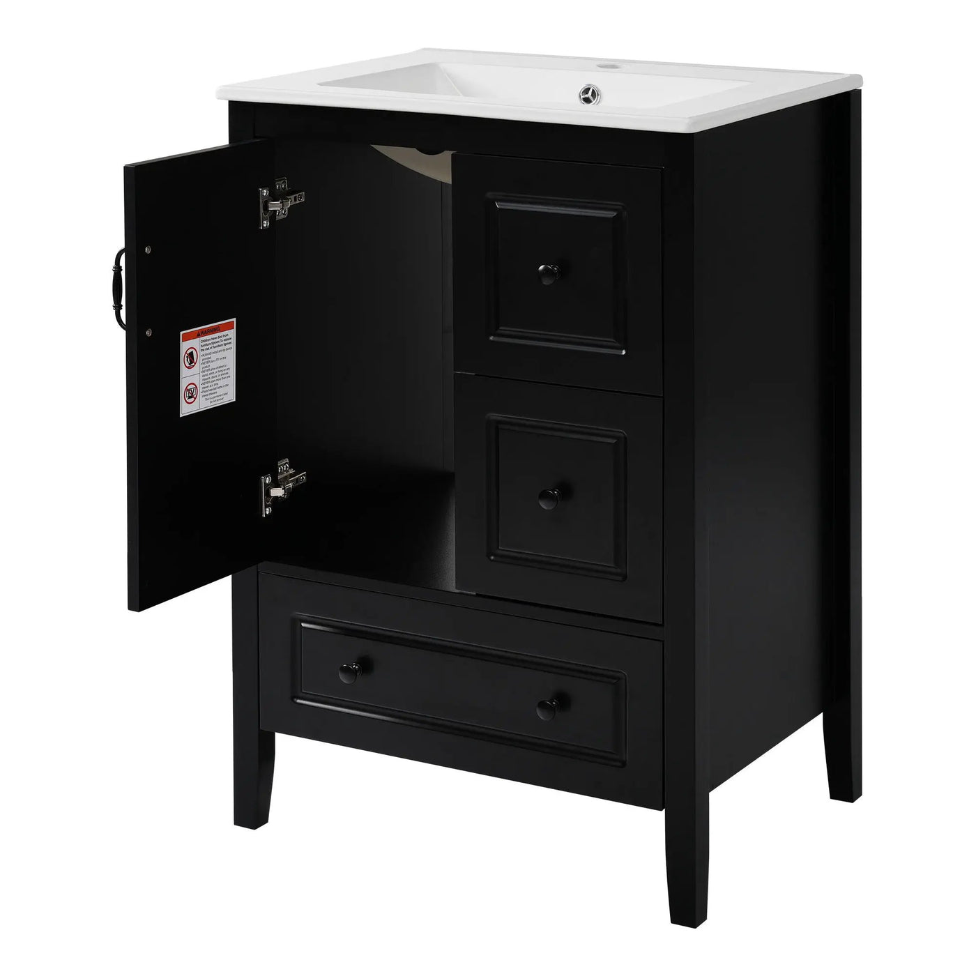 Retro Bathroom Vanity With Sink, Soft Closing Cabinet & Drawers by HouseOfZazla