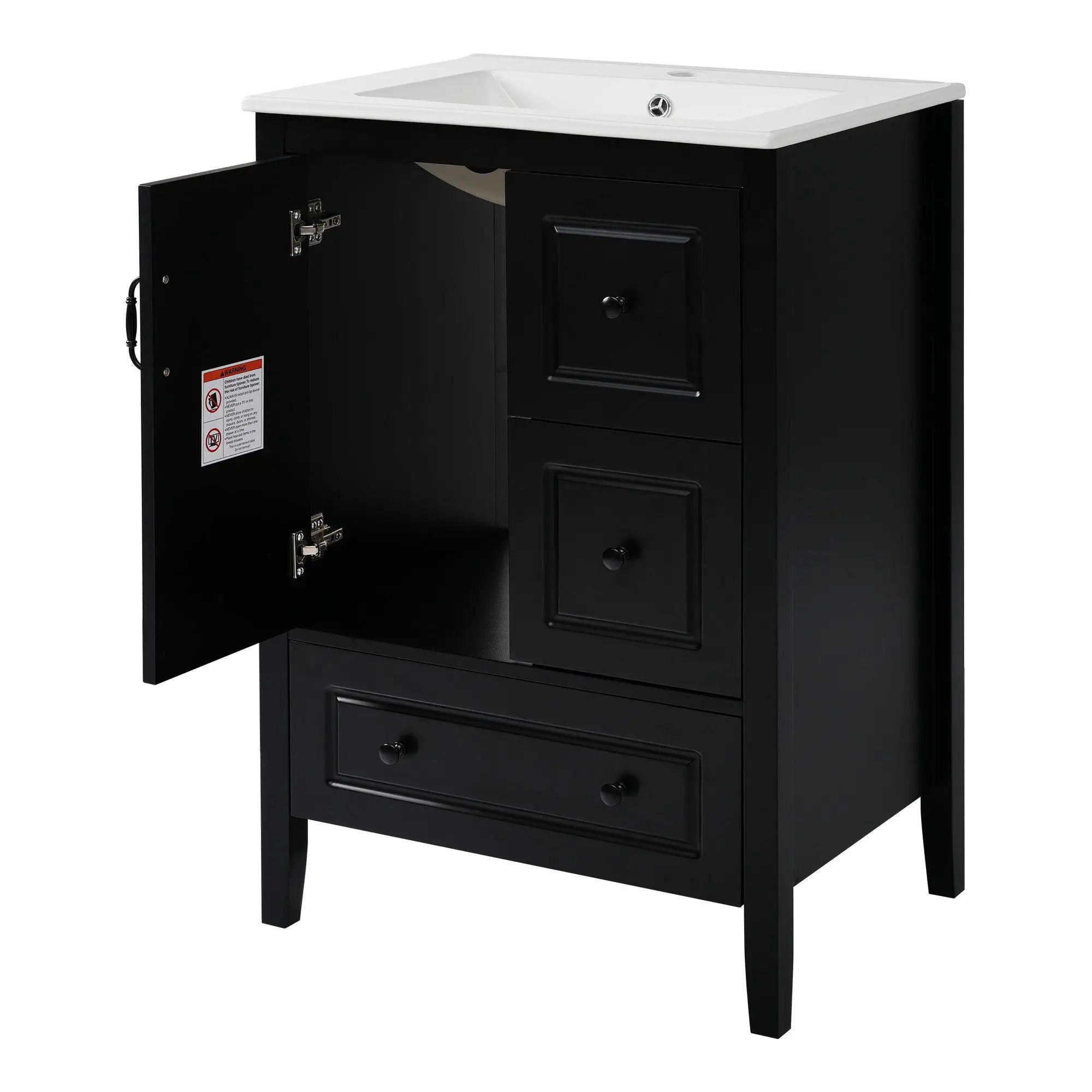 Retro Bathroom Vanity With Sink, Soft Closing Cabinet & Drawers by HouseOfZazla