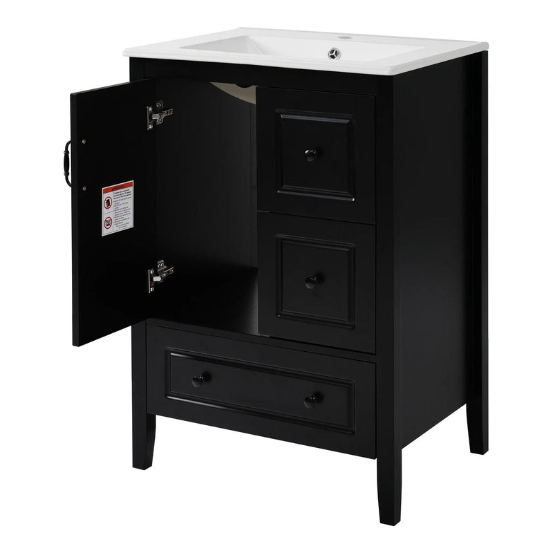 Retro Bathroom Vanity With Sink, Soft Closing Cabinet & Drawers by HouseOfZazla