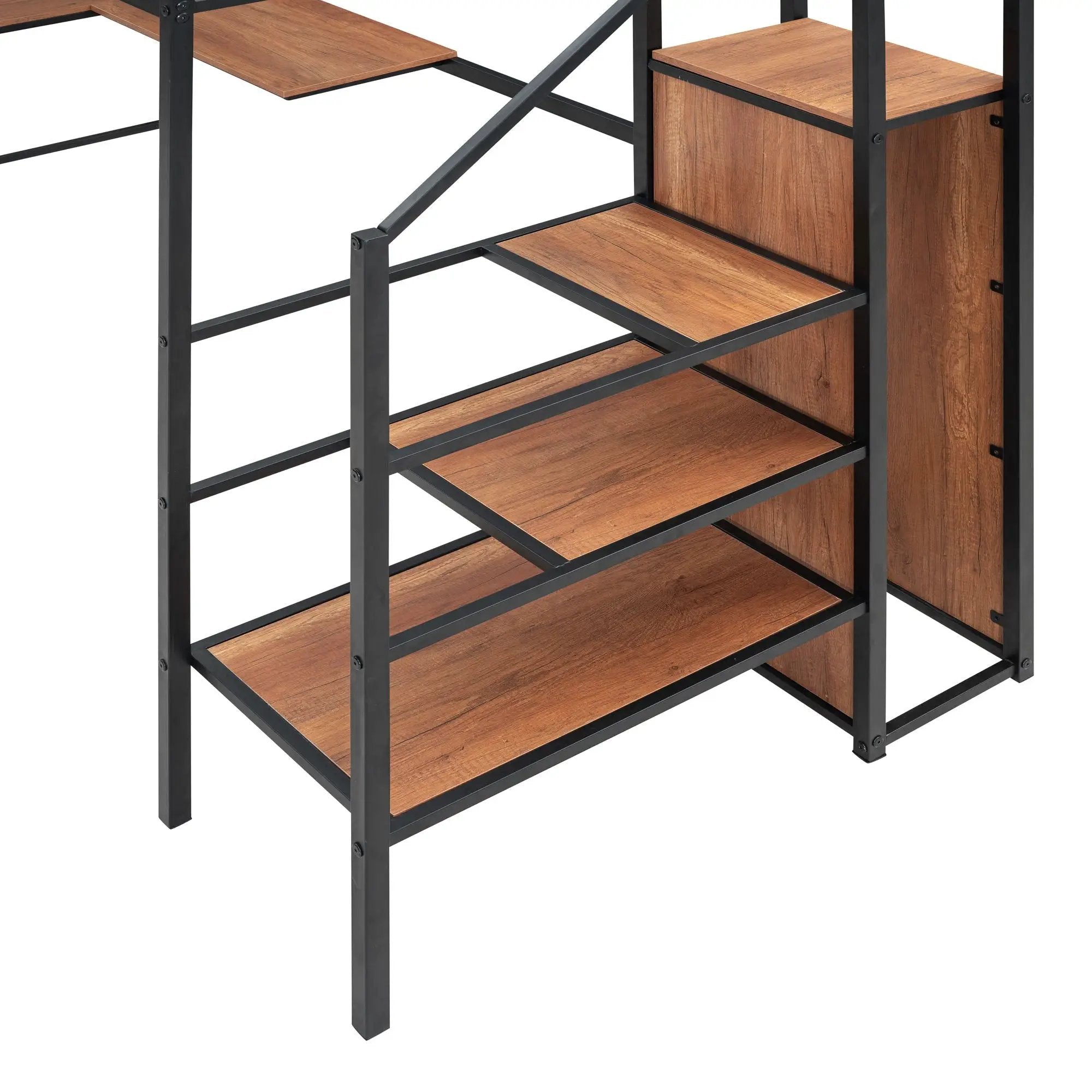 Loft Bed With Desk And Grid, Stylish Frame With Lateral Storage Ladder And Wardrobe by HouseOfZazla