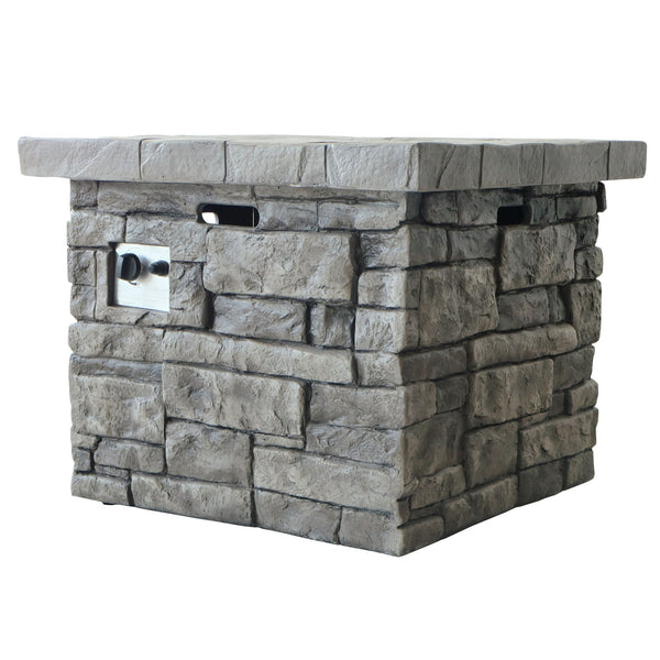 Outdoor Square Propane Fire Pit 40,000 BTU - Gray