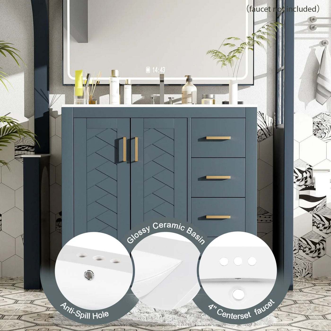 Bathroom Vanity With Sink Combo, Storage Cabinet, Freestanding Set With 3 Drawers & Soft Closing Doors by Unique Piece Furniture