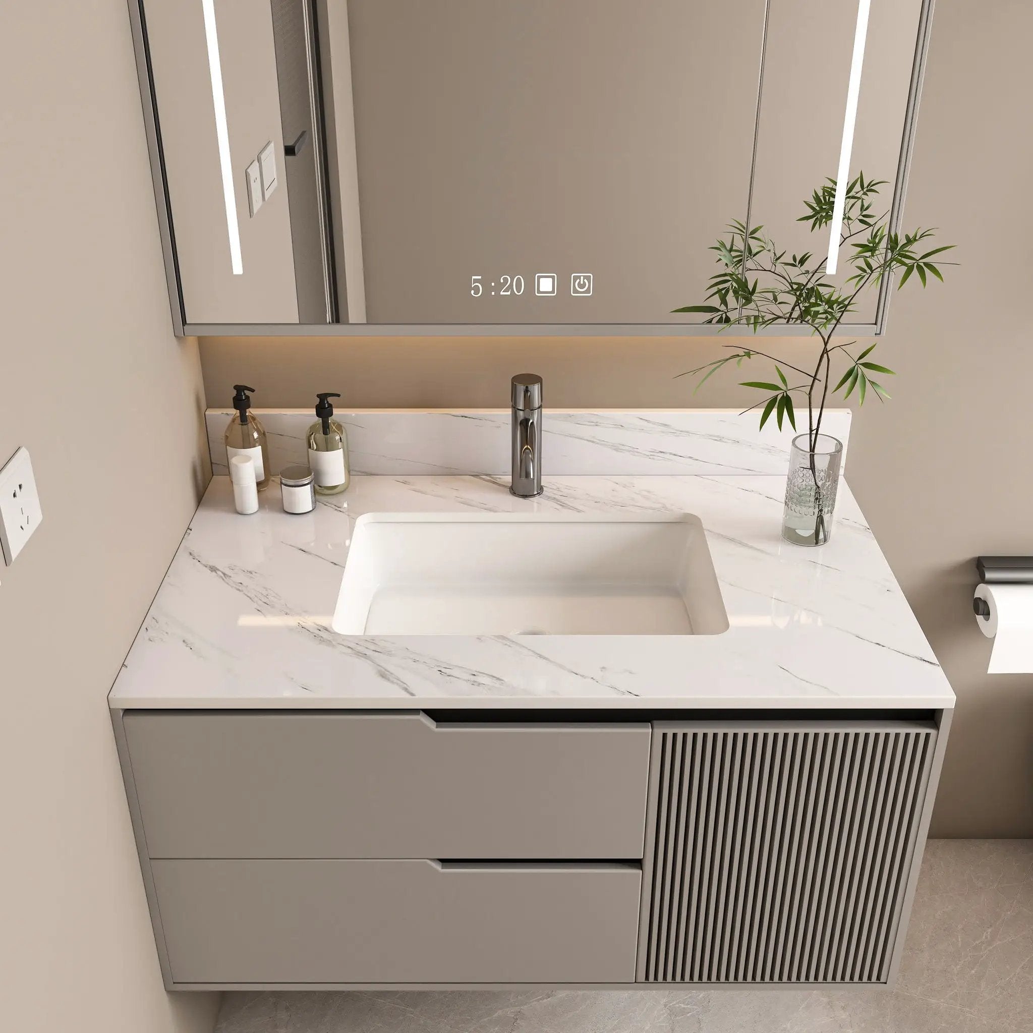 Bianco Carrara Venato Marble Vanity Top With Pre Drilled Faucet Hole And Undermount Sink by HouseOfZazla