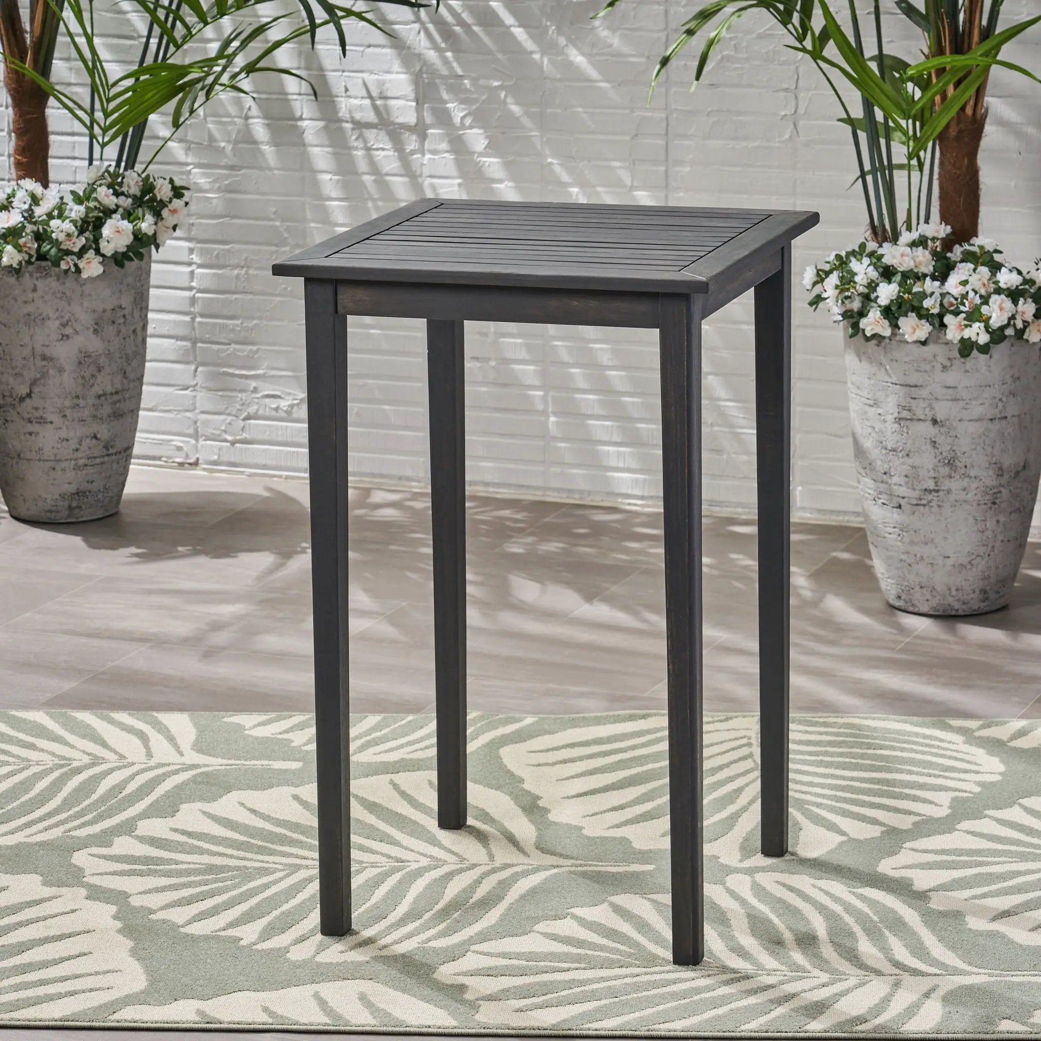 Outdoor Minimalist Acacia Wood Square Bar Table by HouseOfZazla