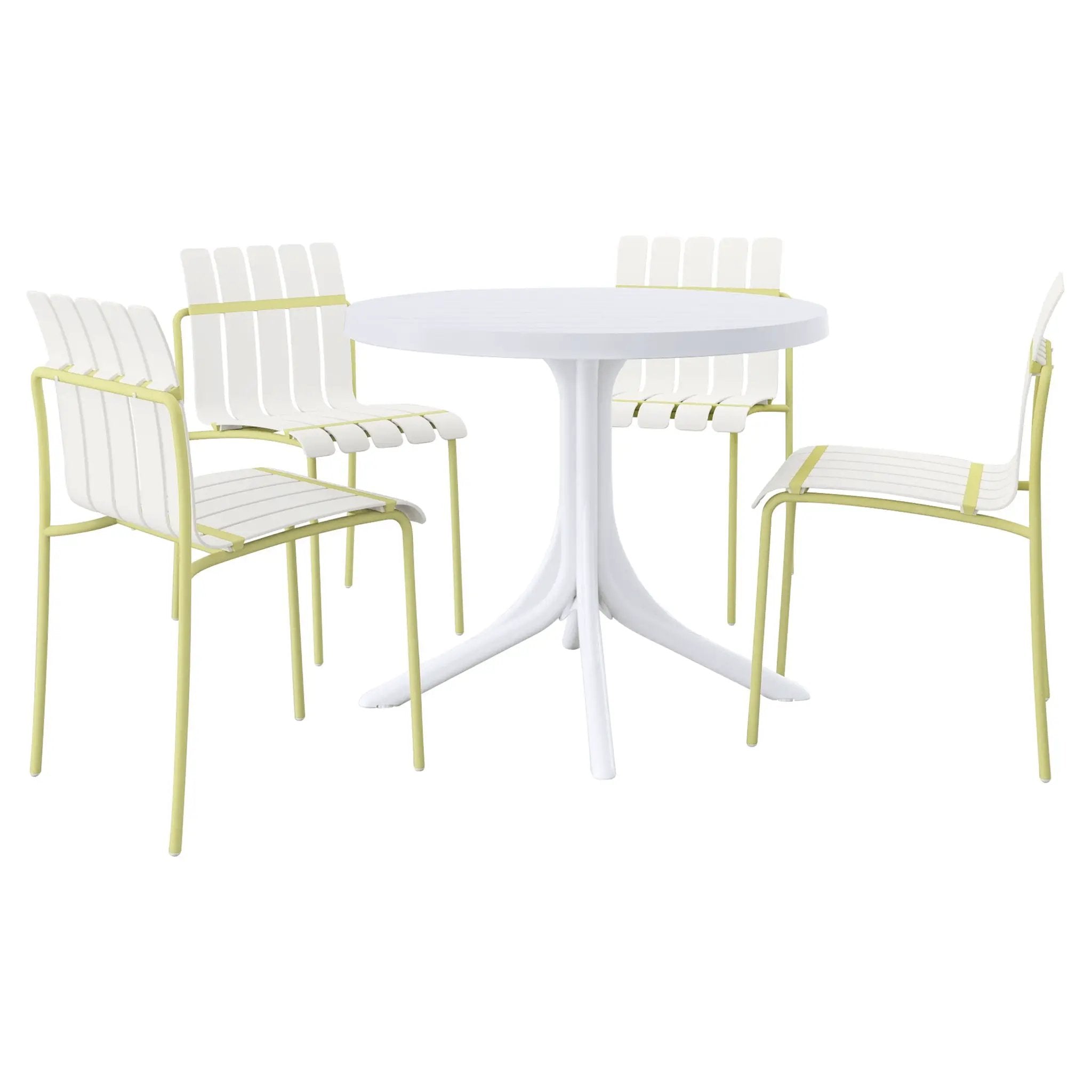 4 Piece Set Of Modern Color Block Designed Single Chairs With Round Table by Unique Piece Furniture