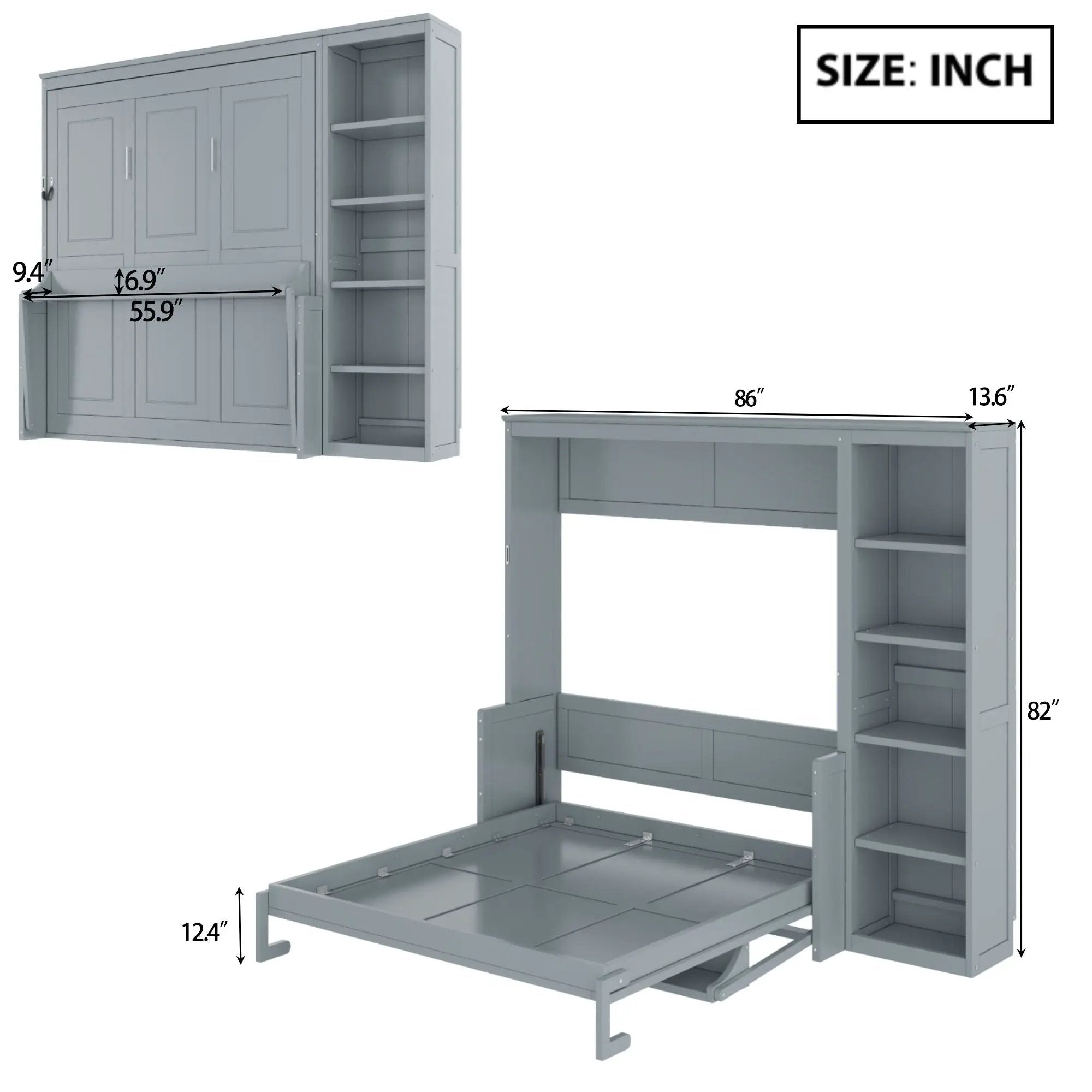 Sturdy Murphy Bed With Desk And Bookshelf by Unique Piece Furniture