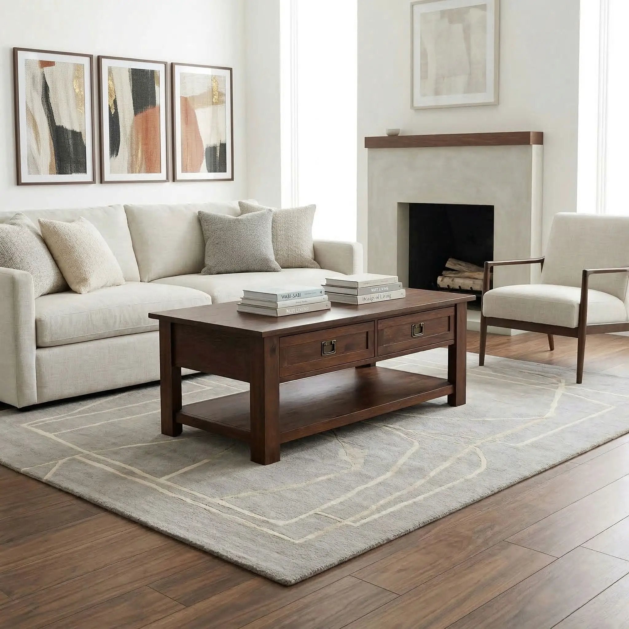 Monroe - Rectangular Coffee Table With Drawers - Brown by HouseOfZazla