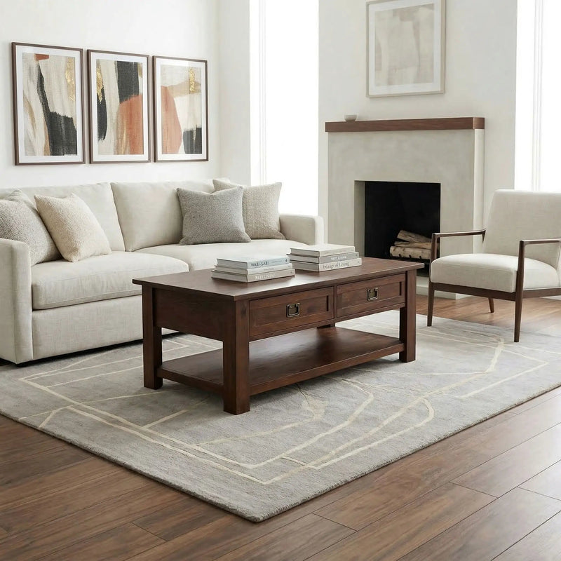 Monroe - Rectangular Coffee Table With Drawers - Brown by HouseOfZazla