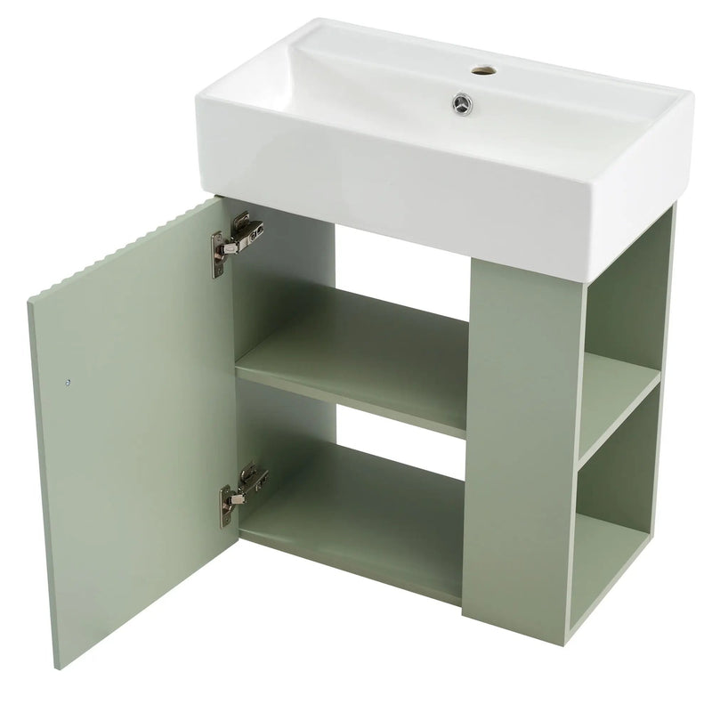 Modern Floating Bathroom Vanity With Ceramic Basin Perfect For Small Bathrooms by HouseOfZazla