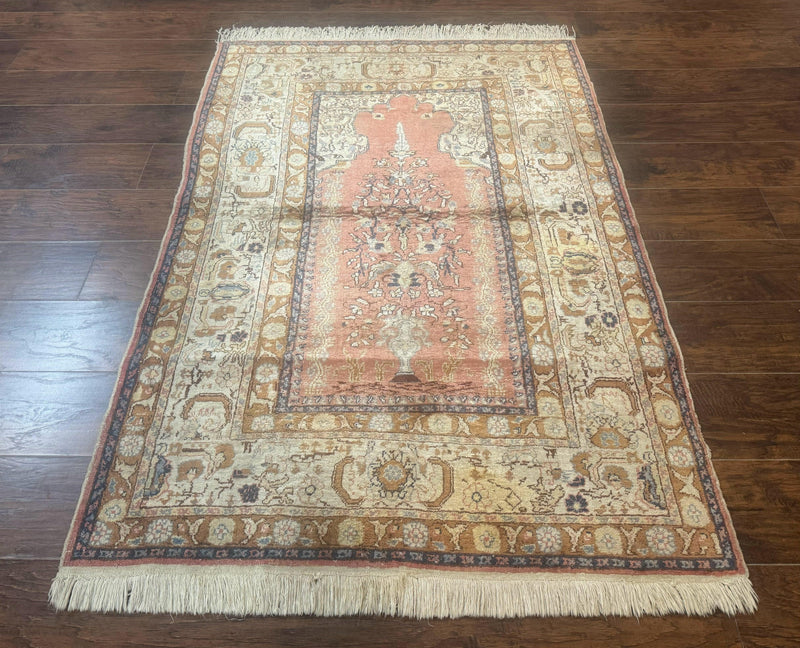 Silk Turkish Kayseri Rug 4x6, Haji Jalili Design, Vintage Rug by Jewel Rugs