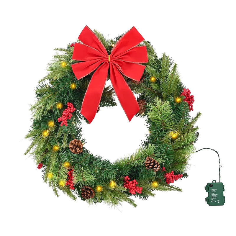 24-Inch Pre-Lit Artificial Christmas Wreath by HouseOfZazla