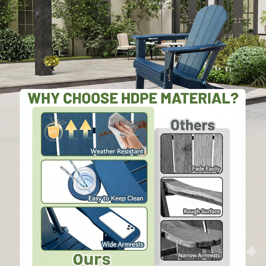 Adirondack Chair with Foldable Design and Built-In Cup Holder by HouseOfZazla
