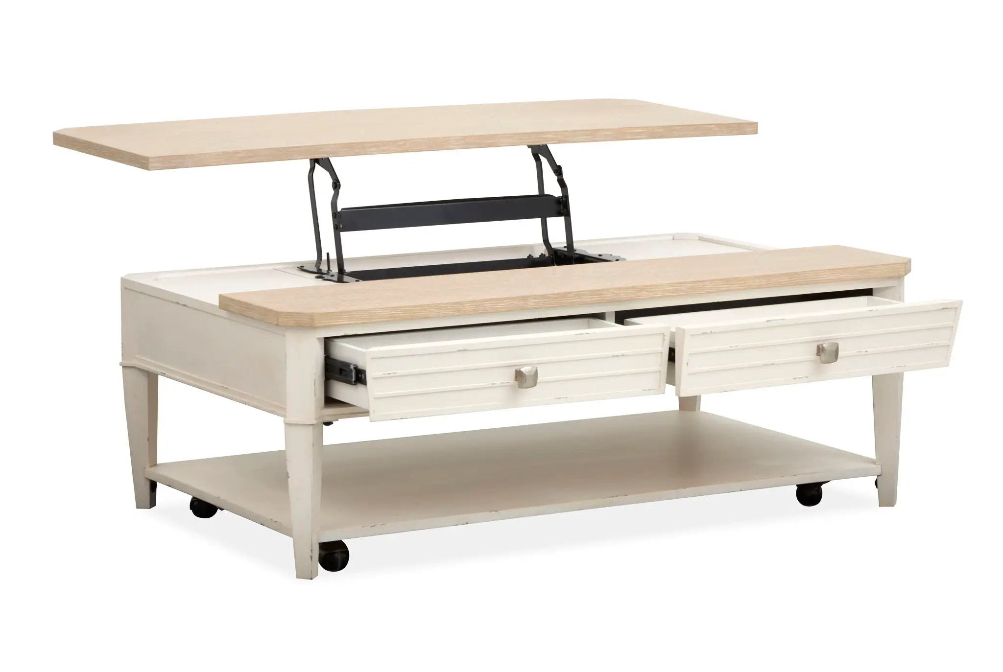 Echo Isles - Lift Top Storage Cocktail Table With Casters - Sea Pearl And Driftwood by Unique Piece Furniture