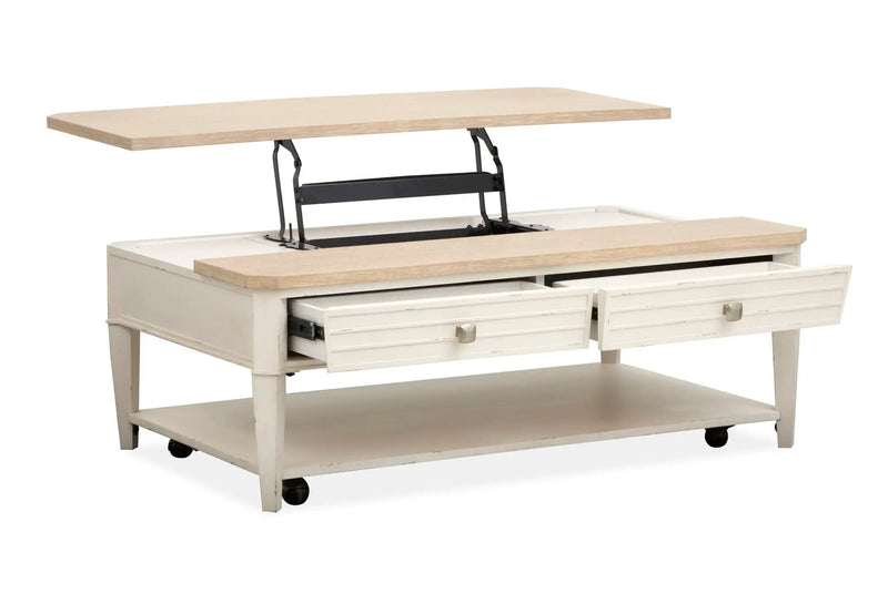 Echo Isles - Lift Top Storage Cocktail Table With Casters - Sea Pearl And Driftwood by Unique Piece Furniture