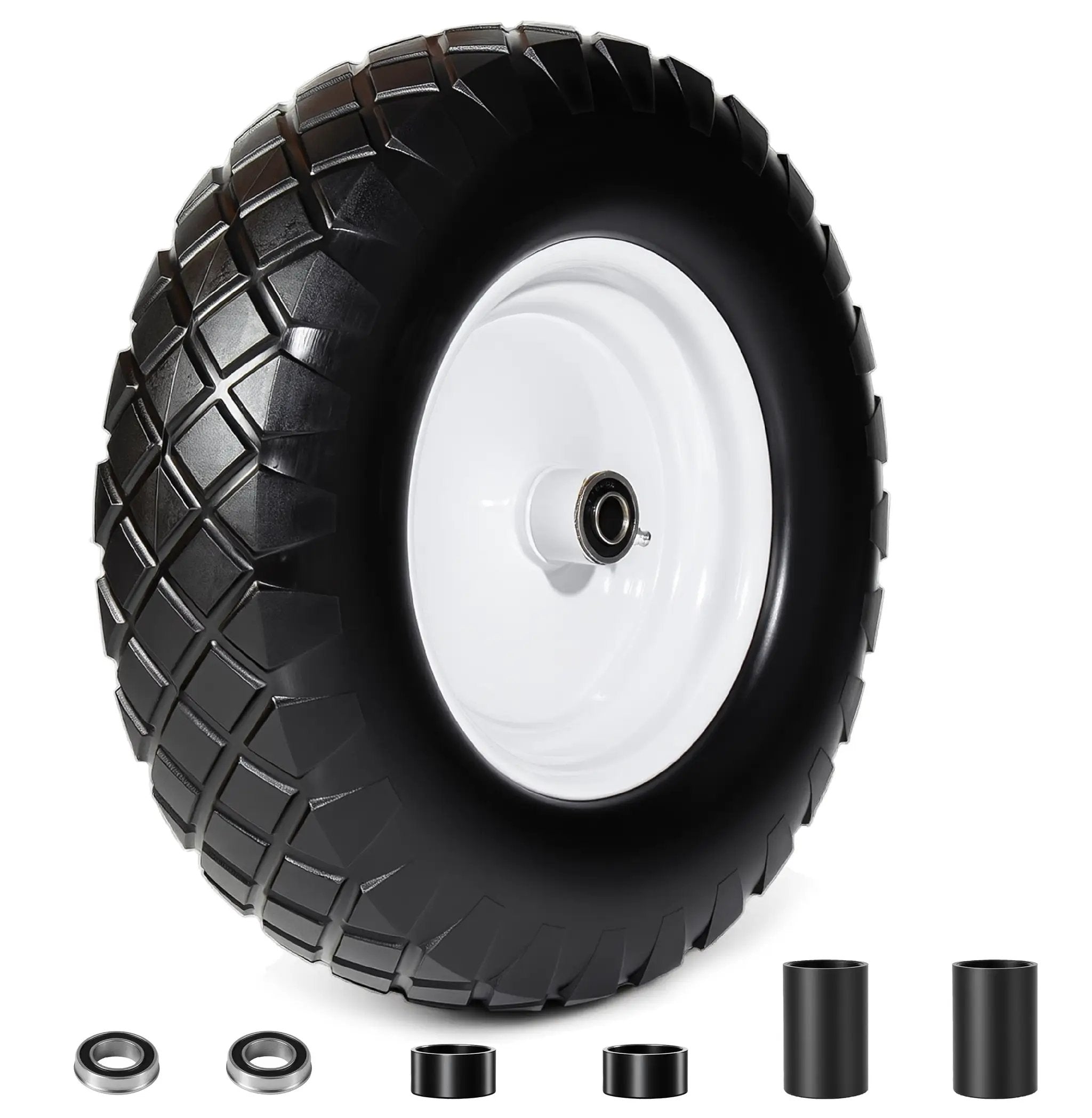 4.80/4.00-8 Flat-Free Solid Wheelbarrow Tire and Wheel, 16" by HouseOfZazla