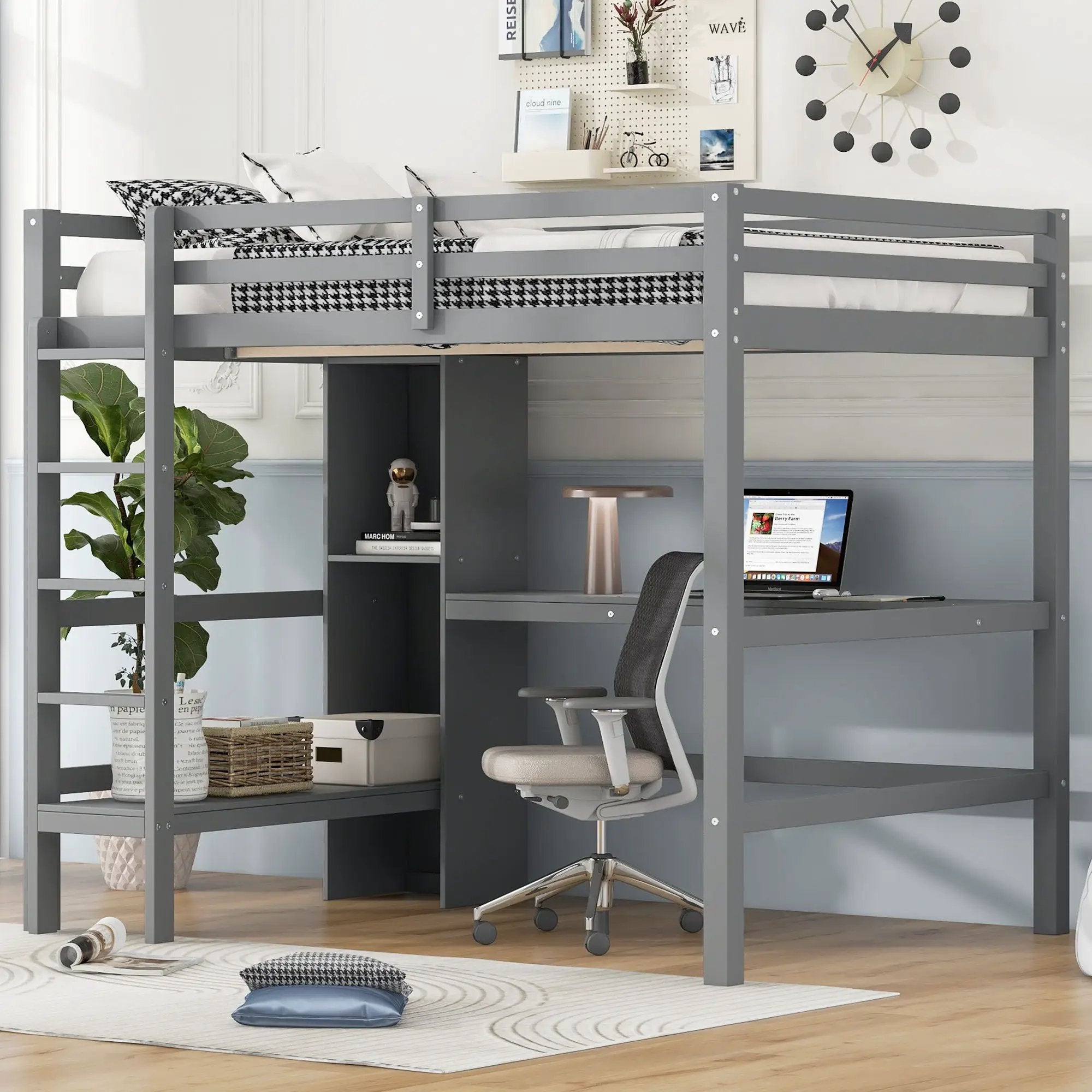 Loft Bed With Built In Desk And Multifunction Shelves by Unique Piece Furniture