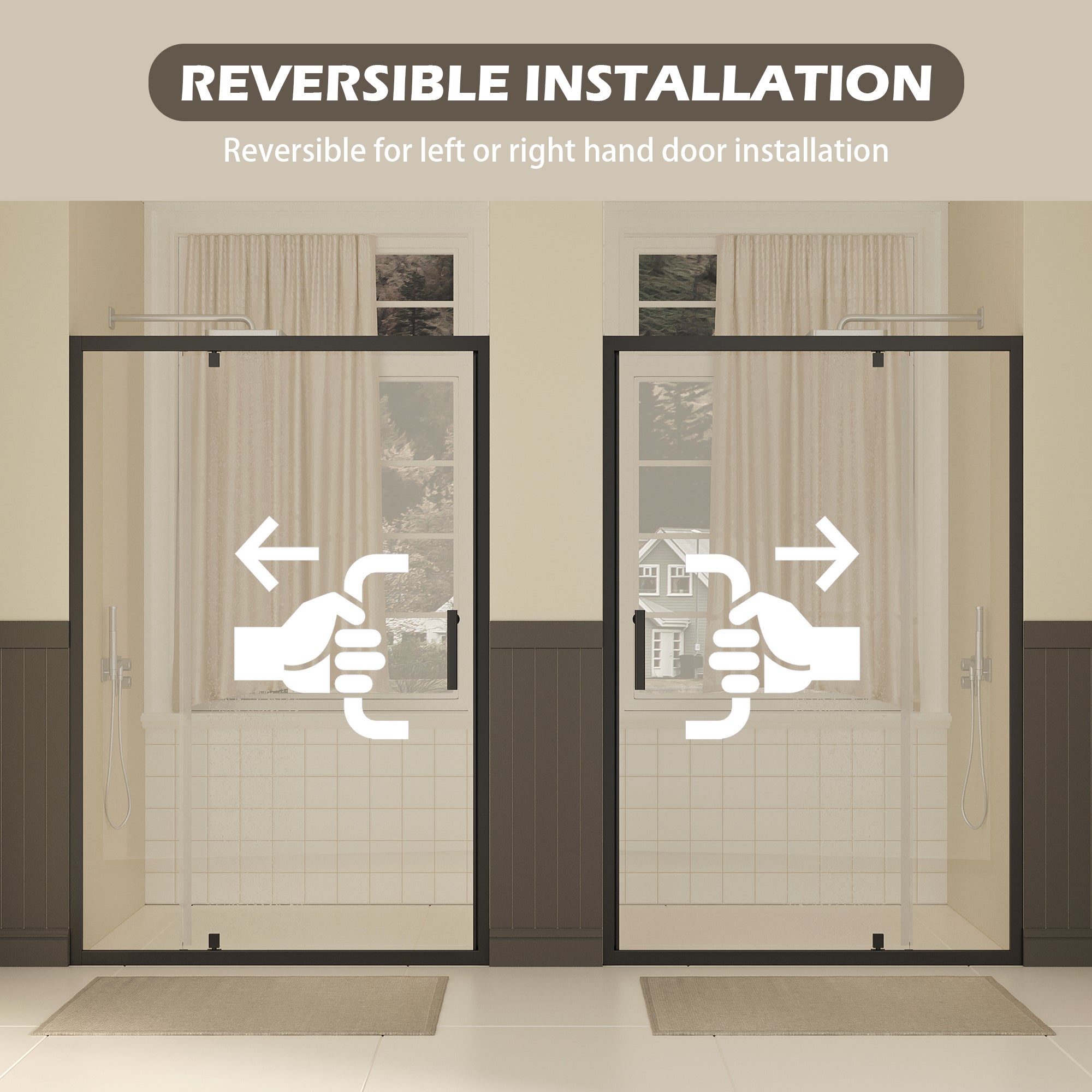 47-49" W × 72" H Pivot Shower Door with Clear Tempered Glass by HouseOfZazla