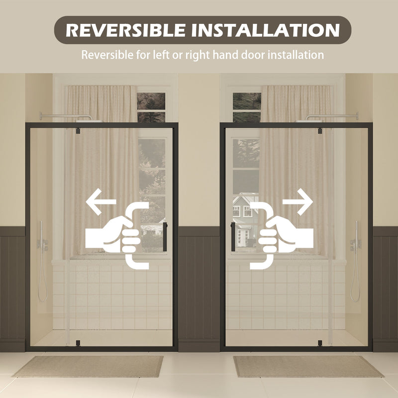 47-49" W × 72" H Pivot Shower Door with Clear Tempered Glass by HouseOfZazla