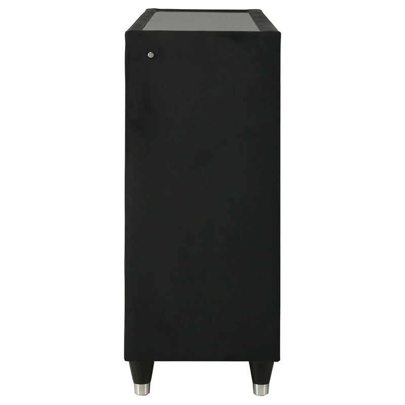 Ravenne 6-drawer Velvet Upholstered LED Dresser Cabinet Black by Unique Piece Furniture