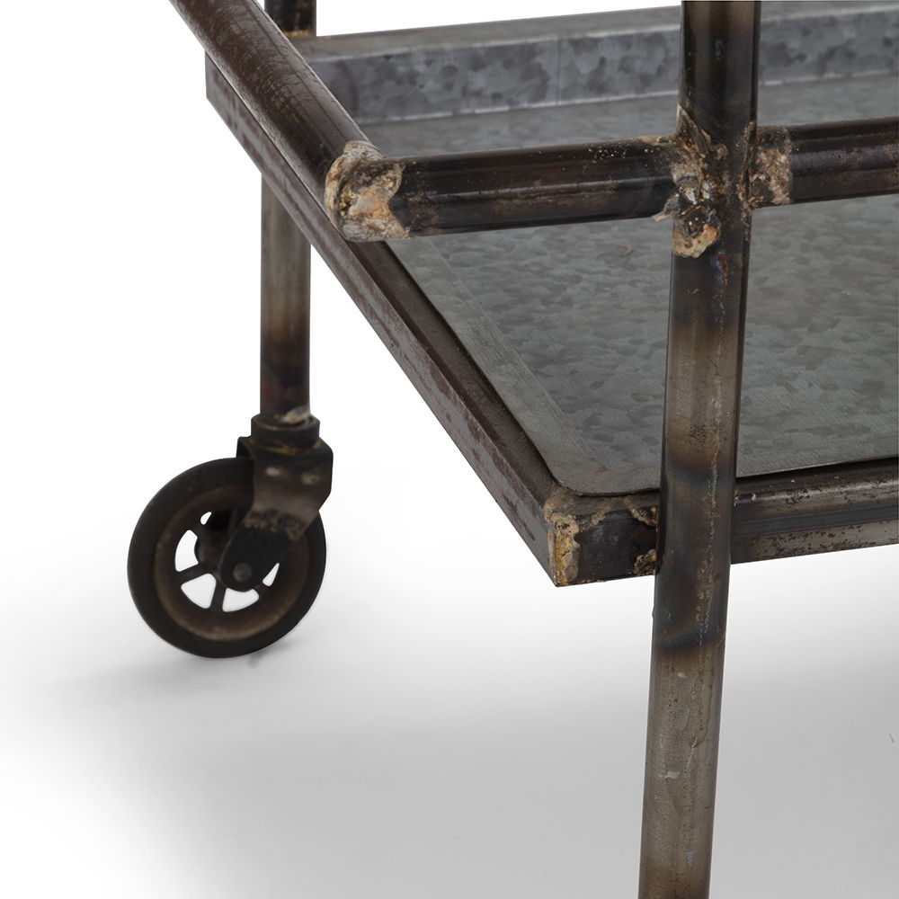 Percy Galvanized Metal Bar Cart - Gray by HouseOfZazla