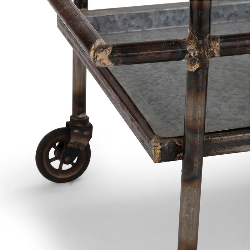 Percy Galvanized Metal Bar Cart - Gray by HouseOfZazla